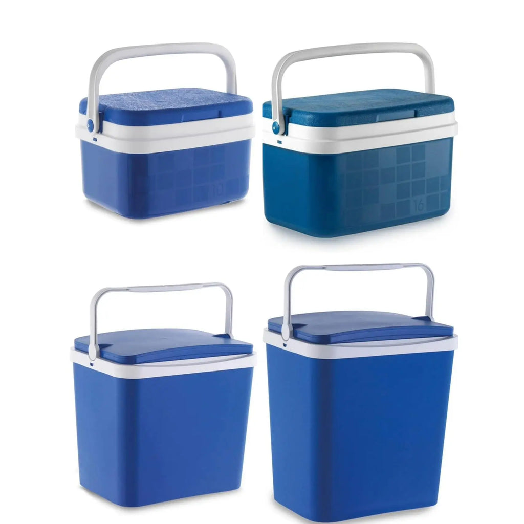 Blue and White Portable Cooler for Outdoor Activities