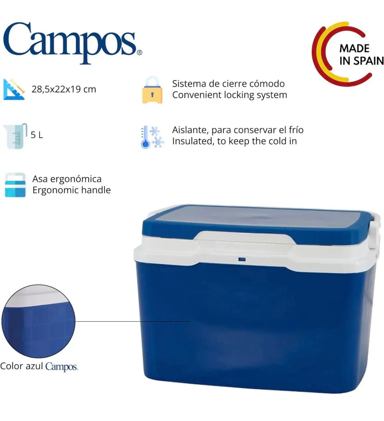 Blue and White Portable Cooler for Outdoor Activities