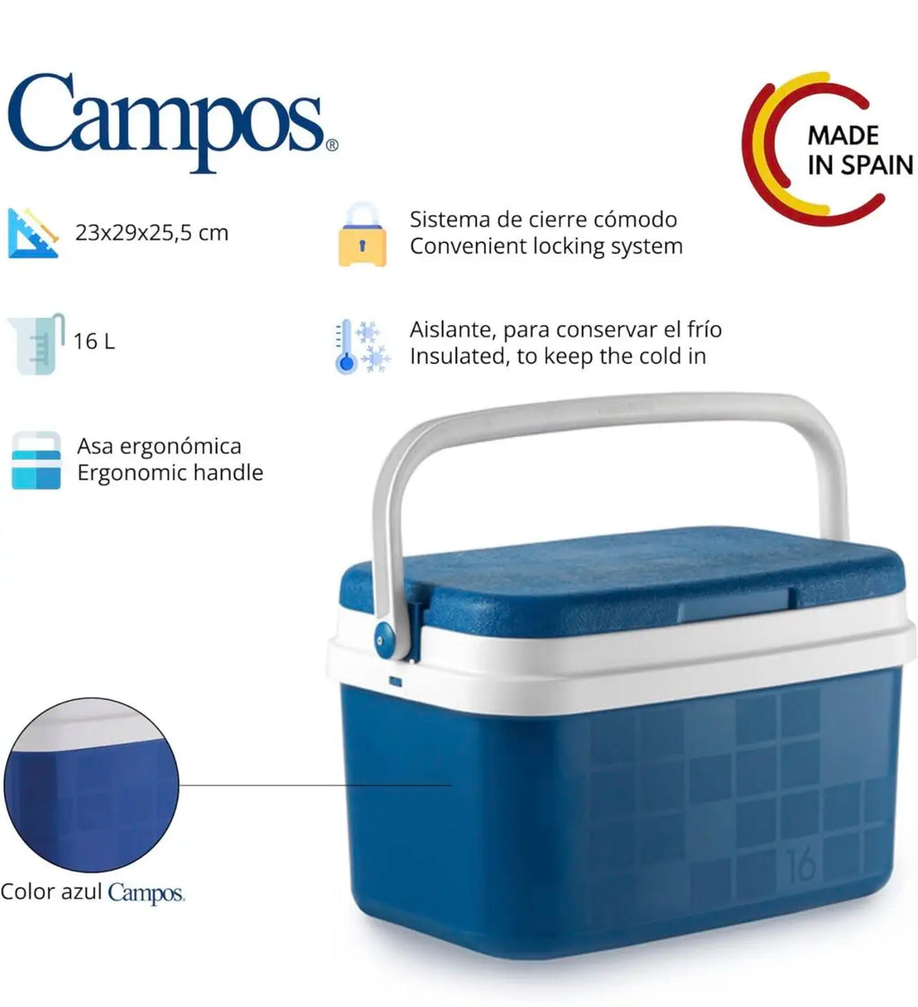 Blue and White Portable Cooler for Outdoor Activities