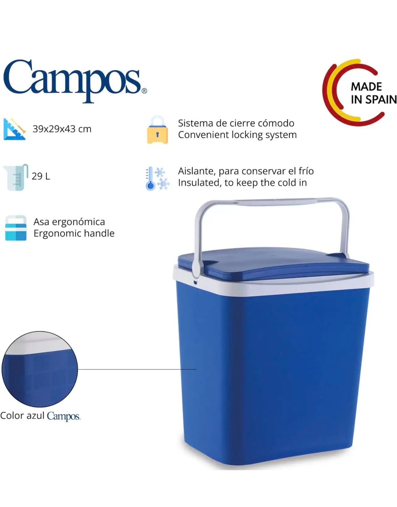 Blue and White Portable Cooler for Outdoor Activities