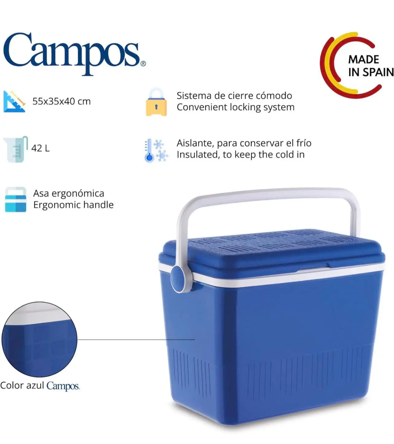 Blue and White Portable Cooler for Outdoor Activities