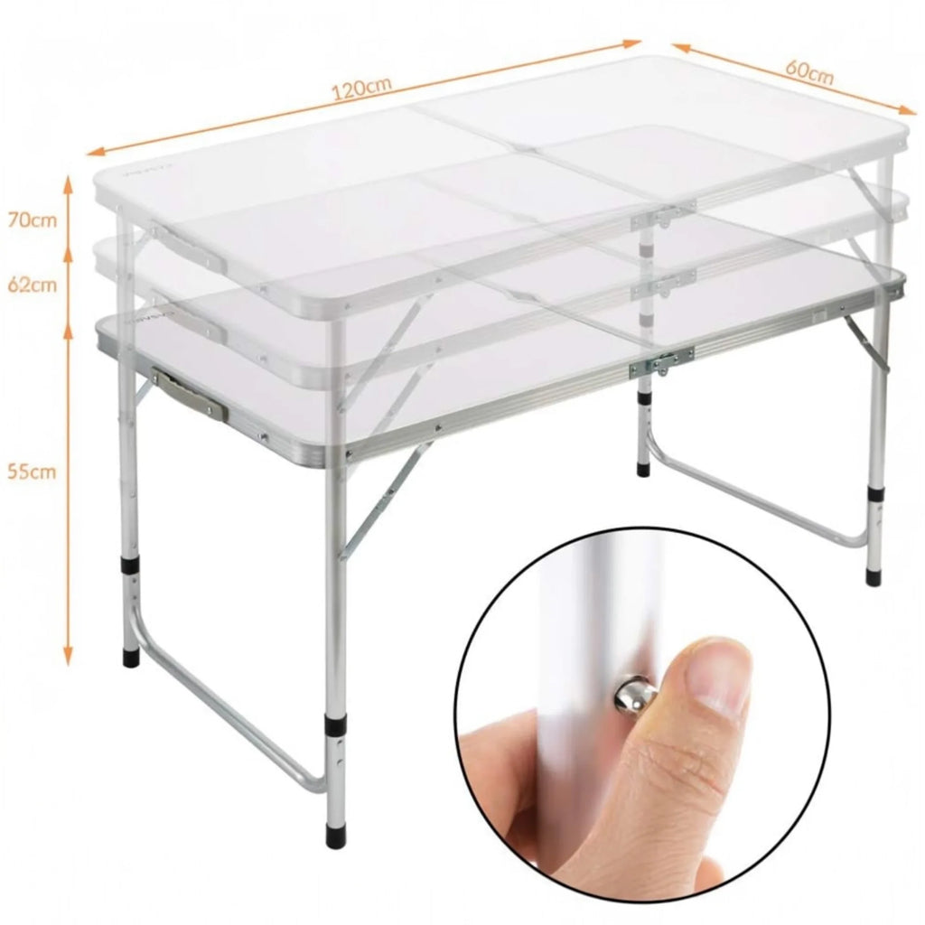 Practical Compact Aluminum Folding Table with 4 Stools