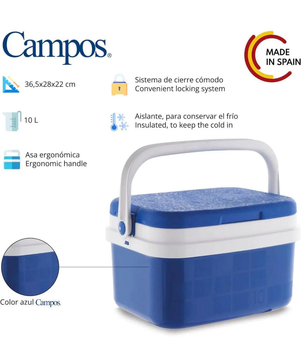 Blue and White Portable Cooler for Outdoor Activities