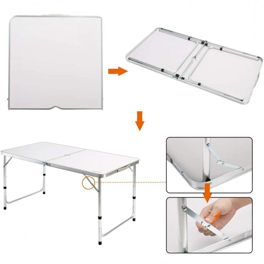 Practical Compact Aluminum Folding Table with 4 Stools