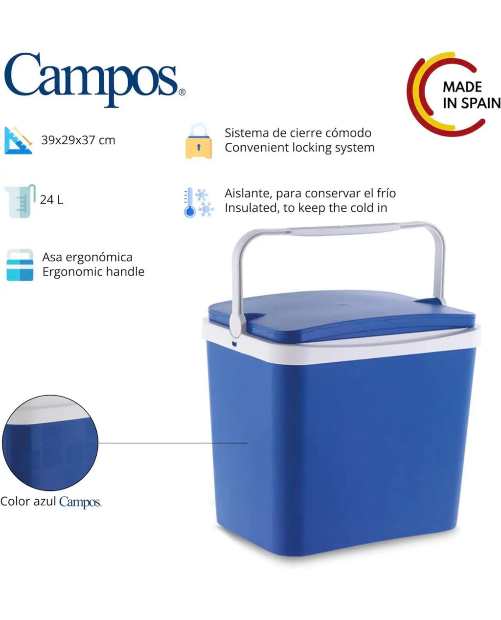Blue and White Portable Cooler for Outdoor Activities