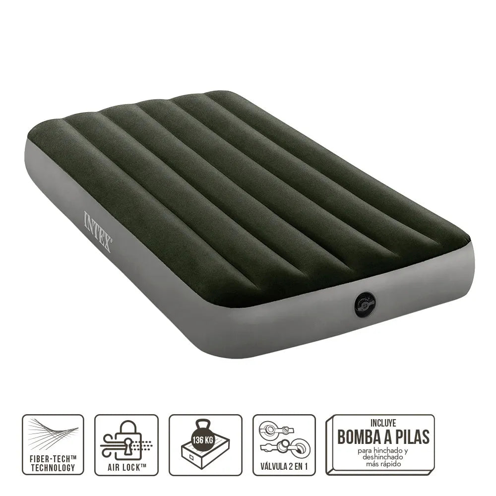 Individual inflatable mattress with inflator and FiberTech INTEX