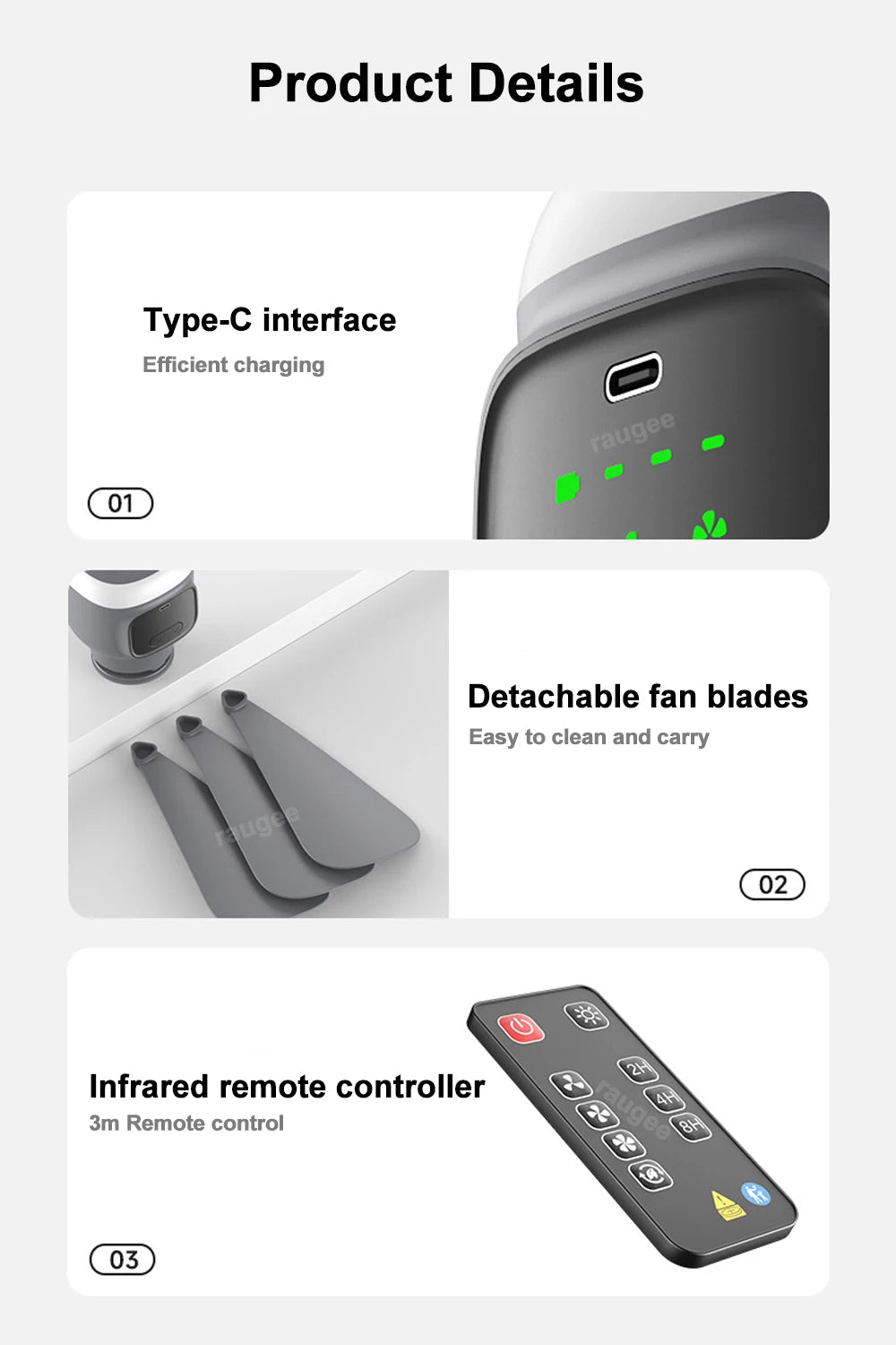 12000mAh Ceiling Fans Portable