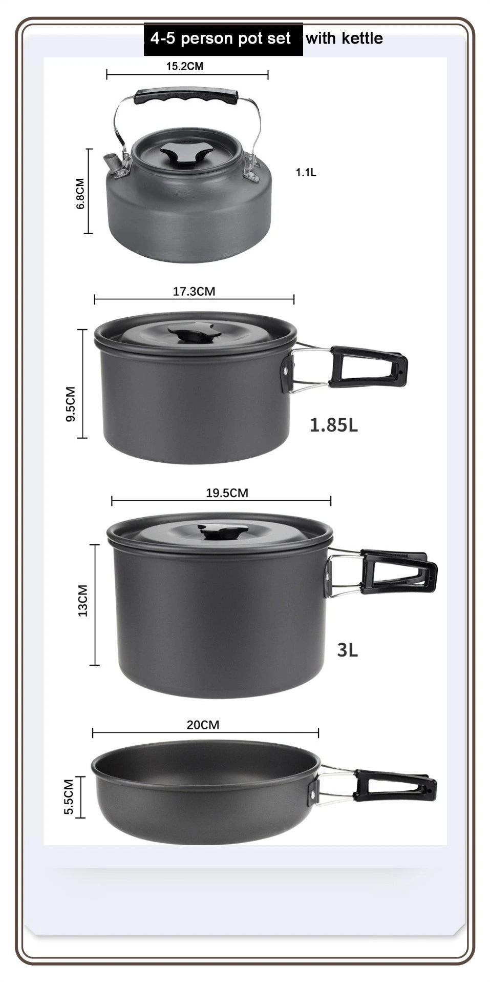 Camping Cookware Set for 1-7 Persons