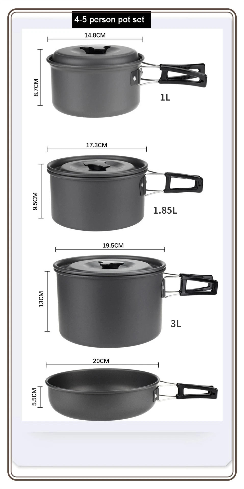 Camping Cookware Set for 1-7 Persons