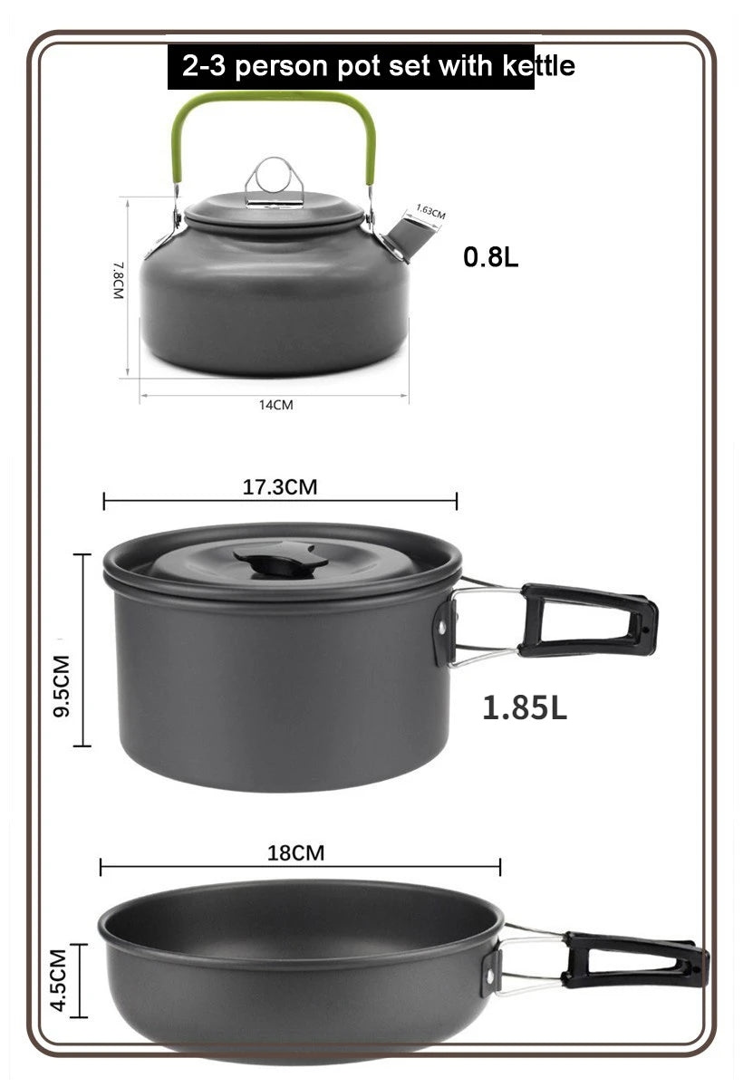 Camping Cookware Set for 1-7 Persons